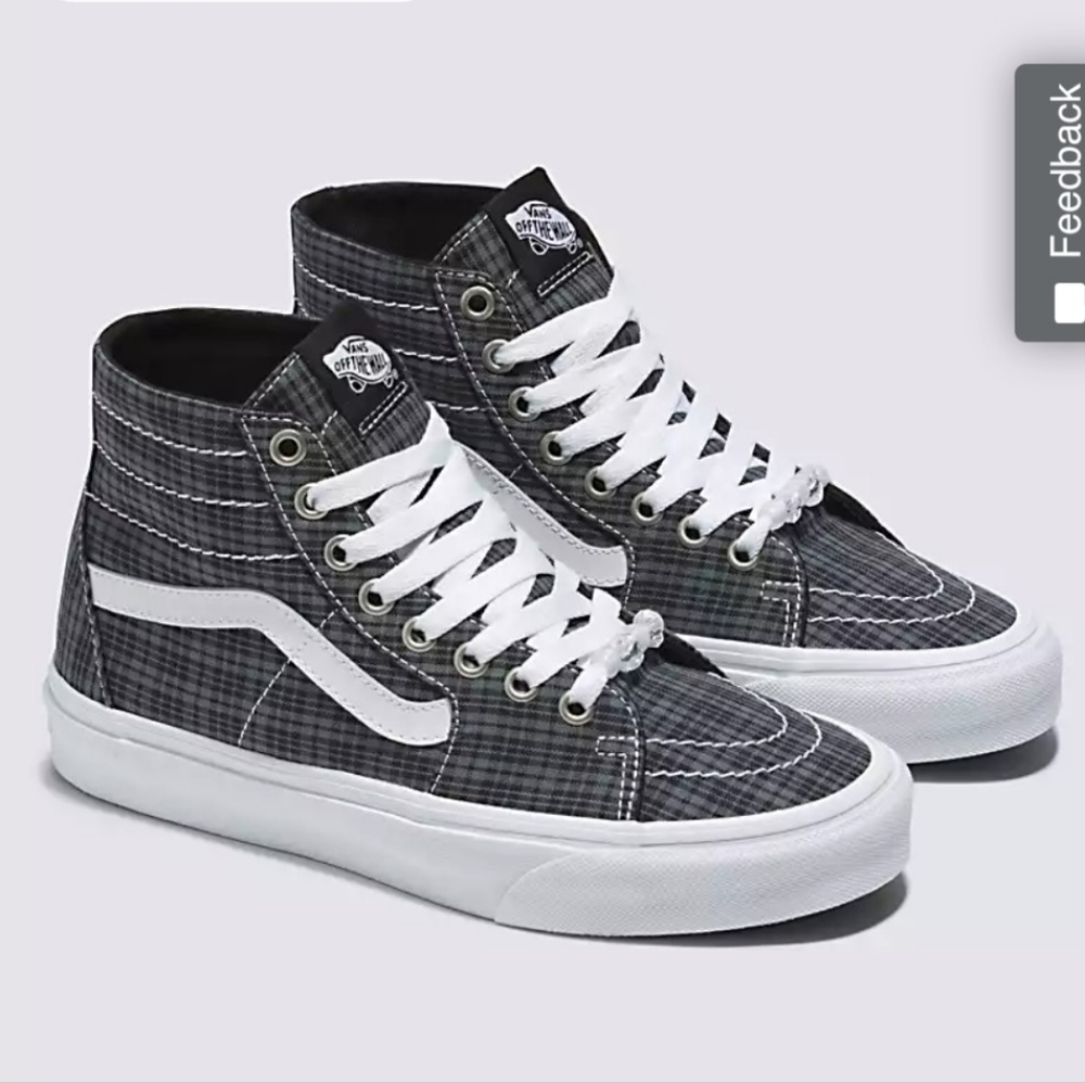 Women's Sk8-Hi Top Plaid Tapered UV Beads Vans Shoes Size 8/Men's 6.5